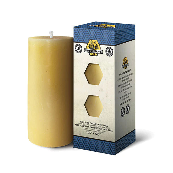 Beeswax Pillar Candle Tall Narrow large D 2.25" x H 5.75"