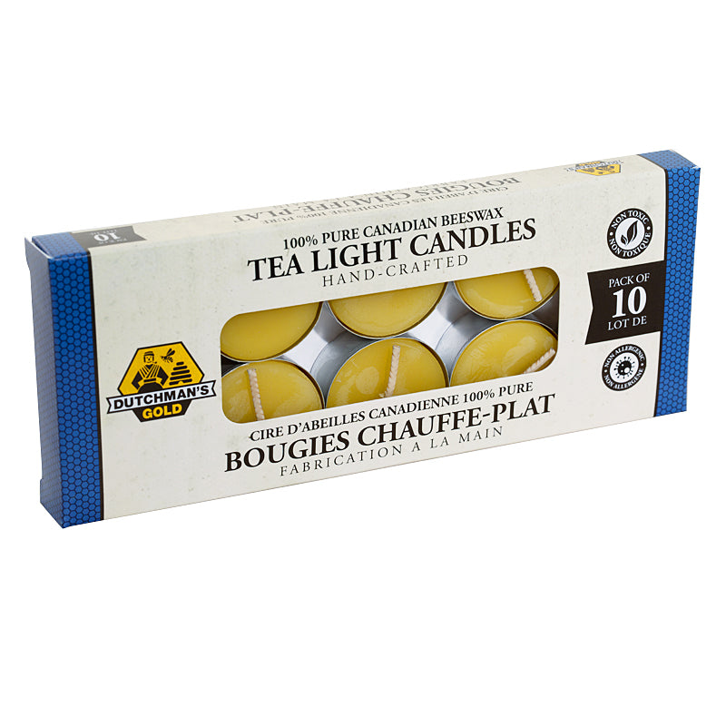 Beeswax candle tealigths 100% pure 10 pack front view