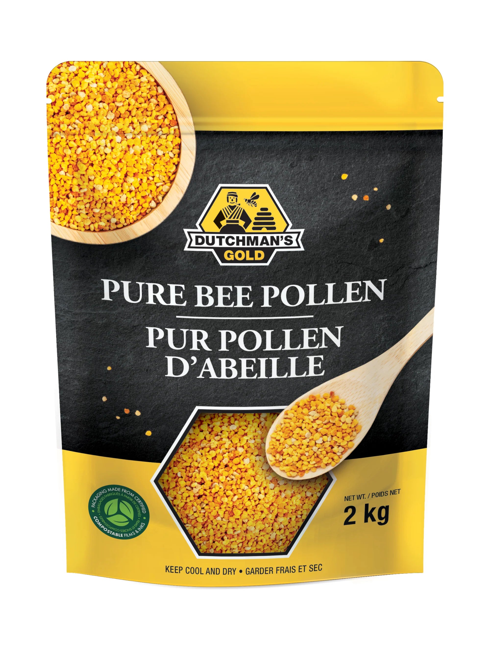 Bee pollen 2kg pouch bag Dutchman&