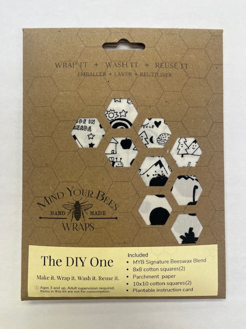 Beeswax food wraps do it yourself kit mind your bees sample 2 front view
