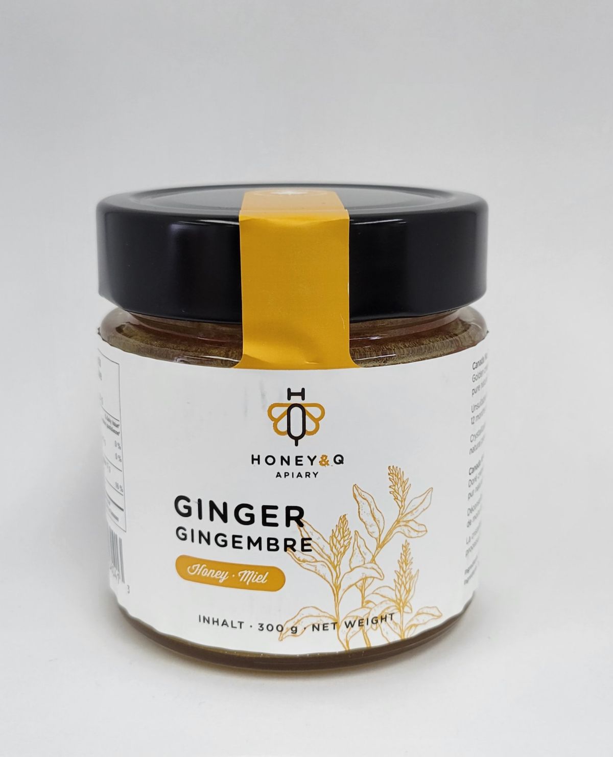Ginger Honey Blend 300gr Honey &amp; Q Apiary front view