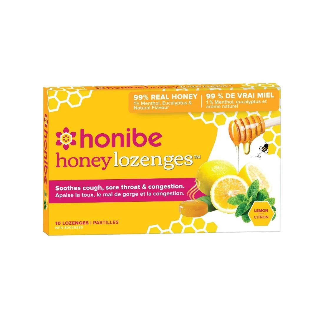 Honey Lozenges Lemon 10 per pack Honibe front view