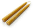 Pair of beeswax taper candles front view