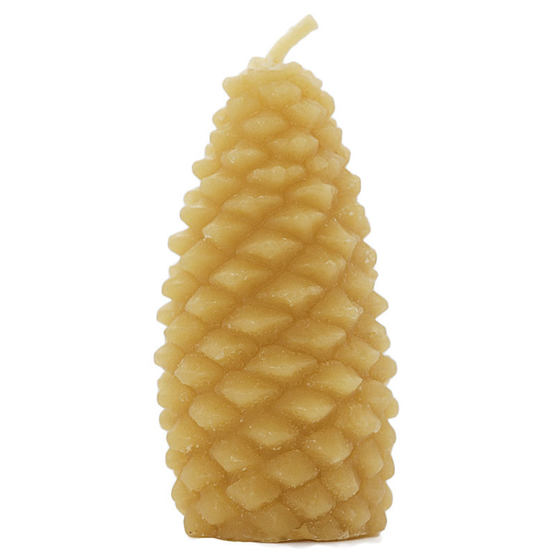 Beeswax Pine Cone Artisan Candle by The Bee Shop front view