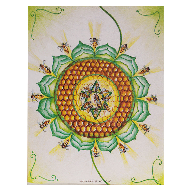 Bee fourth chakra gift card inspiring for honey bee yoga front view