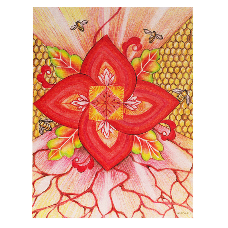 Bee first chakra gift card inspiring for honey bee yoga front view