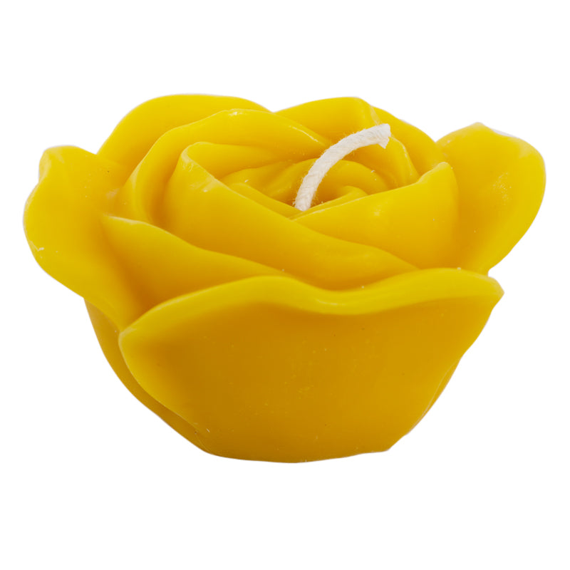 Beeswax rose candle 4&quot; W x 2.5&quot; H by the bee shop front view