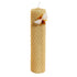 Rolled beeswax candle with decorative bee pin front view