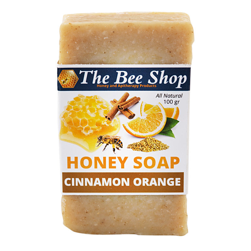 Honey Soap - Cinnamon - Orange 100gr by The Bee Shop front view