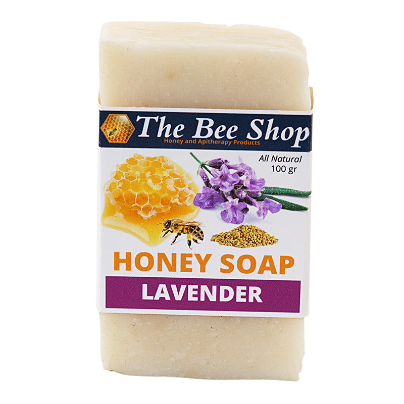 Honey Soap - Lavender and Bee Pollen 100gr by The Bee Shop front view