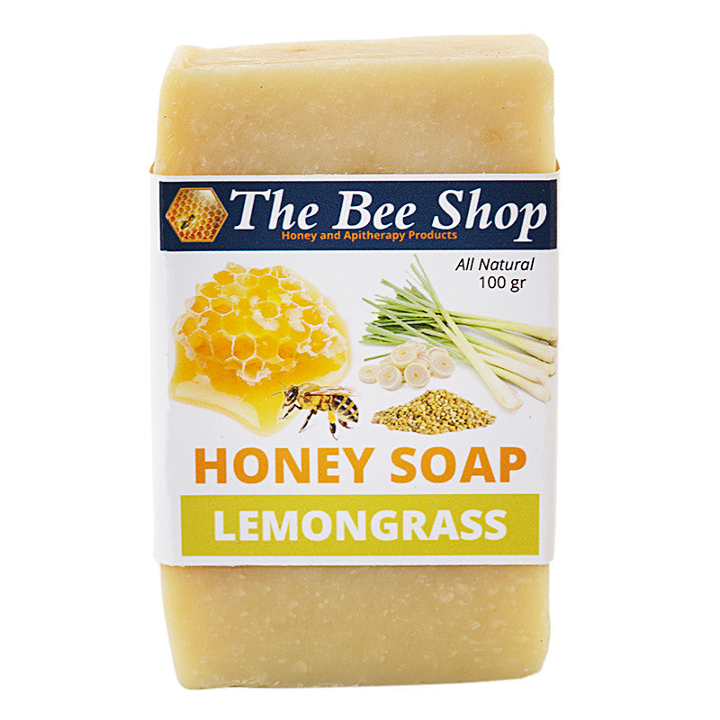 Honey Soap - Lemongrass &amp; Bee Pollen 100gr by The Bee Shop front view