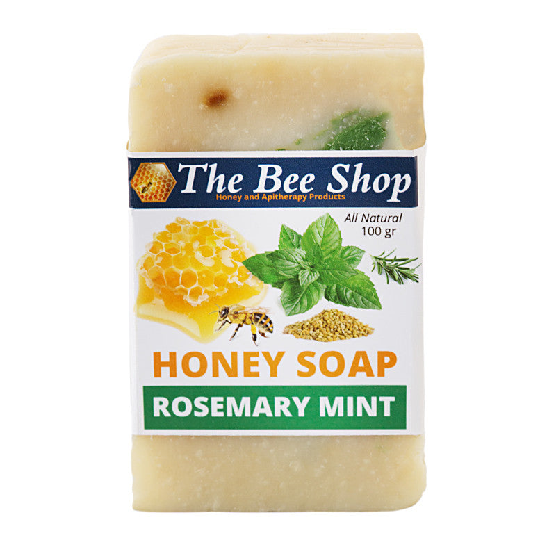 Honey Soap - Rosemary Mint 100gr by The Bee Shop front view