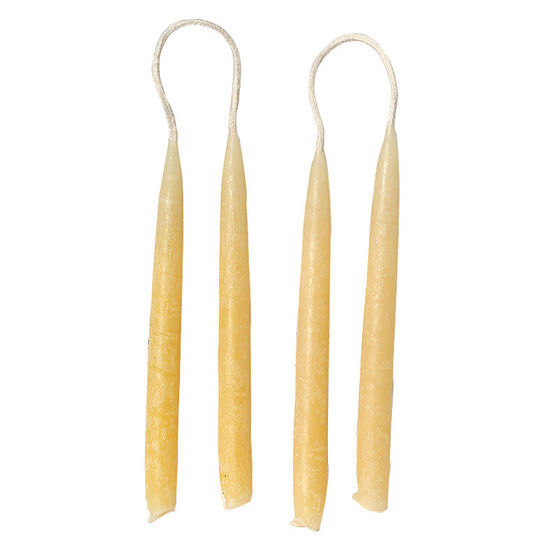 100% pure beeswax taper candles 3 inch pair front view