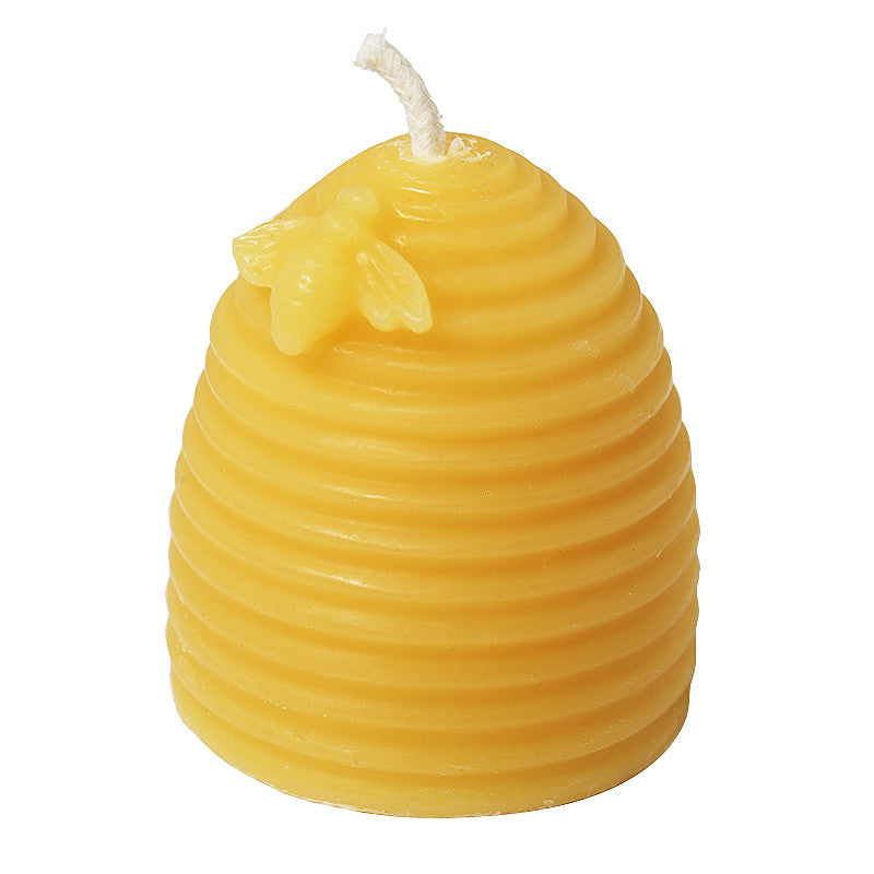 Skep Beehive 100% Pure All Natural Artisan Beeswax Candle small by The Bee Shop front view
