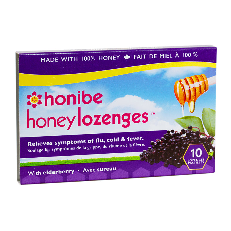 Honey Lozenges with Elderberry 10 per pack Honibe front view
